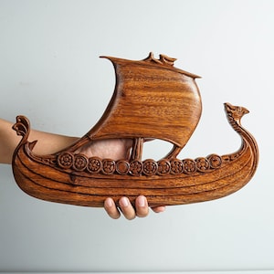 Viking Ship Wall Decor, Wall Art, Unique Statue, Wall Hangings, Antique Art, Handmade Statue, Wood Carving, Bedroom Decor, Best Friend gift