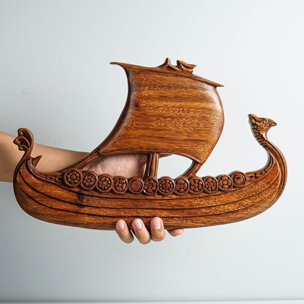Viking Ship Wall Decor, Wall Art, Unique Statue, Wall Hangings, Wood Carving, Handmade, Bedroom Decor, Interior Decor, Mothers Day Gifts