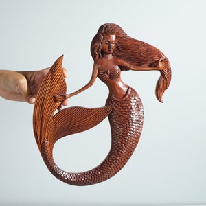 Mermaid Wood Art, Wall Decor, Hanging Art, Wood Carving, Artwork, Ocean, Room Decoration, Gift for Daughter, Nursery Decor, Gift for Her