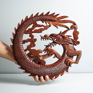 Chinese Dragon Wall Decor, Wood Wall Art, Wood Carving, Chinese Dragon, Home Decor, Mystical Animal, Aesthetic Room Decor, Christmas Decor