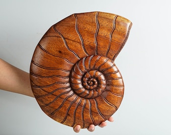 Seashell Wall Decor, Wall Art, Wood Carving, Seashell Sculpture, Beach Decor, Marine life, Nautical Decor, Gift for Sister, Christmas Gift