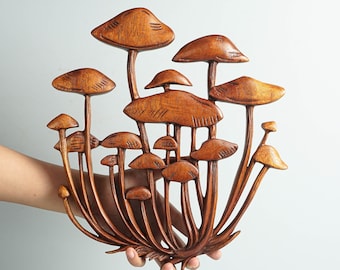 Alba Clamshell Mushroom Decor, Cute Mushroom Wall Decor, Hand Carved, Mushroom Wall Hanging, Wooden Mushroom, Gift for Mom, Mother Day Gift