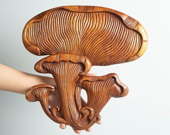 Decoración de hongos de madera, tallada a mano, arte de pared, colgante de pared de hongos, decoración de jardín, coleccionista de hongos, decoración hecha a mano, regalo para mamá