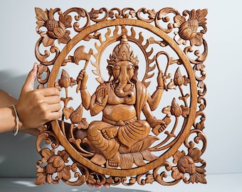 Ganesh Wall Decor, Hindu God Statue, Wall Hangings, Ornament, Elephant, Meditation Decor, House Decor, Birthday Gift, Gift for Mother