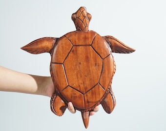 Muurdecoratie zeeschildpad, kunst aan de kust kust, houten dierendecor, houtsnijwerk, stranddecoratie, housewarming, nautisch decor, cadeaus voor papa