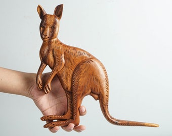 Hölzerne Känguru-Wand-Kunst, australisches Tier, Wallaroo Statue, Holzschnitzerei, Figur, hängende Statue, Wohnzimmer-Dekor, Geschenk für ihn