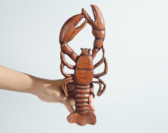 Lobster Wall Art, Wood Carving, Ornament, Marine Life, Nautical, Fish Statue, Home Decor, Restaurant Decor, Gift for Him, Memorial Gift