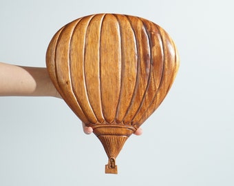 Décoration murale en montgolfière, oeuvre d'art murale en bois, fait main, forêt, décoration de famille, décoration de chambre d'enfant, cadeau pour fille, cadeau pour lui