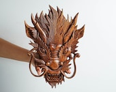 ＹuKaIxcheIページ 龍の頭(ドラゴンヘッド)の 置物です。 中国の龍の頭の壁飾り、壁アート、中国の龍、神秘的な動物、木彫りの壁
