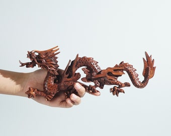 Wooden Dragon Statue, Wall Hangings, Chinese Dragon, Mystical Animal, Wall Art, Wood Carving, Room Decor, Handmade Statue, Best Friend gift