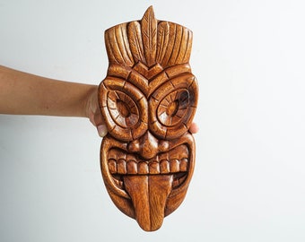Art de masque langue tiki, bois de tiki tribal, décoration murale, décoration Tiki, décoration hawaïenne, masque totem bar Tiki, décoration unique, tropicale, cadeau de Noël