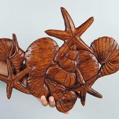 Marine Life Wall Art Wooden Statue Wall Art Wood Carving Etsy