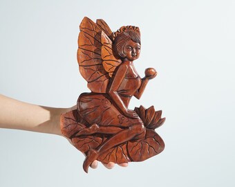 Fairy Wall Art, Wooden Decor, Hanging Statue, Decorative, Handmade Statue, Artwork, Handicraft, Interior Decor, Room Decor, Gift for Sister