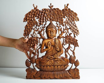 18 世紀のヴィンテージ仏像、木彫り、スピリチュアルな装飾、木製