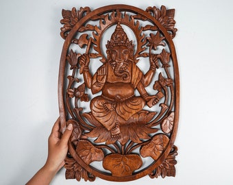 Ganesh Wall Decor, Hindu God Statue, Wall Art, Hanging Art Ornament, Elephant, Ganesh Statue, Meditation Decor, Room Decor, Memorial Gift