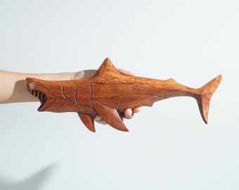 Shark Wall Art,  Wooden Statue, Wall Decor, Wood Carving, Ornament, Artwork, Marine Life, Beach Art, Kitchen Decoration, Gift for Boyfriend