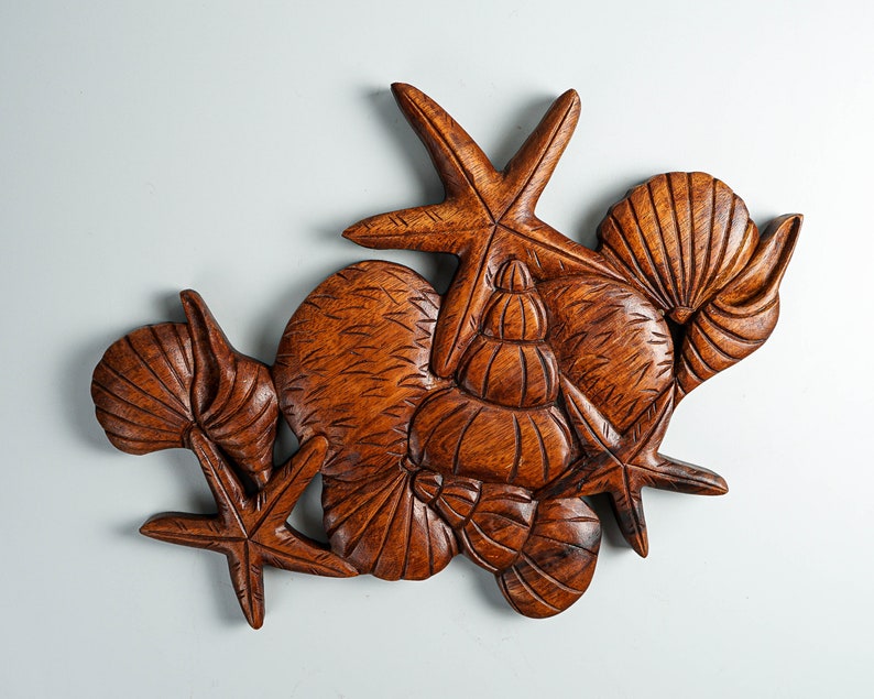 Seashell Wall Decor Wooden Seashell Wall Art Marine Life Etsy