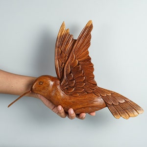 Hummingbird Wall Art, Wooden Bird Statue, Handmade Sculpture, Wood Carving, Decorative, Nursery Decor, Aestethic Room Decor, Gift for Mom