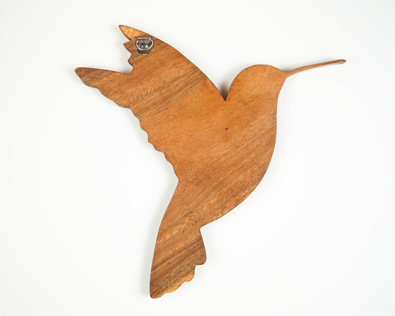 Hummingbird Wall Art, Wooden Bird Statue, Handmade Sculpture, Wood Carving, Decorative, Nursery Decor, Gift for Mom, Gift for friend image 8