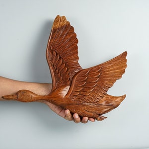 Flying Duck Wall Art, Wooden Bird Statue, Unique Sculpture, Decorative, Wood Carving, Nursery Decoration, Room Decor, Gift for Mother