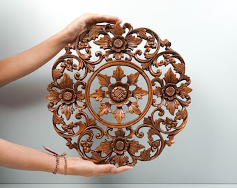 Flowers Wall Art, Hanging Sculpture, Wooden Decoration, Wood Carving, Handmade Art, Gift Ideas, Birthday Gift, Gift for Her