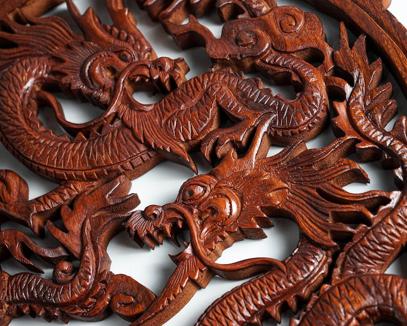 Chinese Dragon Wall Decor Dragon Wall Art Wood Carving Etsy