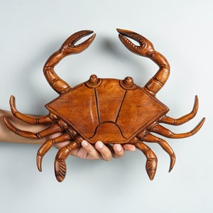 Decoración de pared con cangrejos, arte para colgar en la pared, tallado en madera, náutico, arte de pared playero, decoración de cocina, decoración de restaurante, regalo para papá, regalo para él
