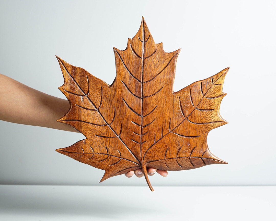 Wooden Maple Leaf Wall Art, Wood Carving Wall Art, Leaf Wall Decor