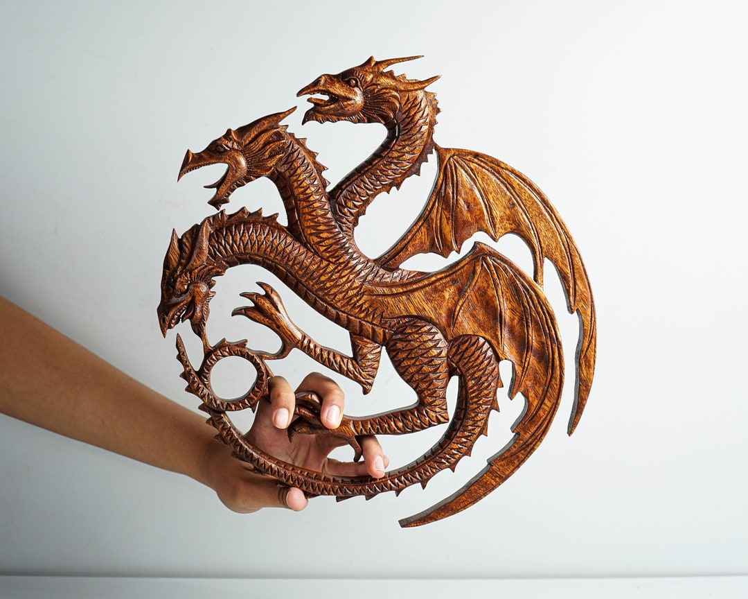 買い誠実 Hydra Art Wall Dragon, Headed Three Wooden Art, Wall Dragon その他