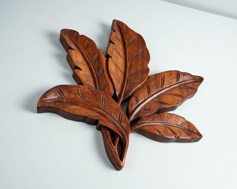 Leaves Wall Decor Wooden Leaf Wall Art Wood Carving Etsy