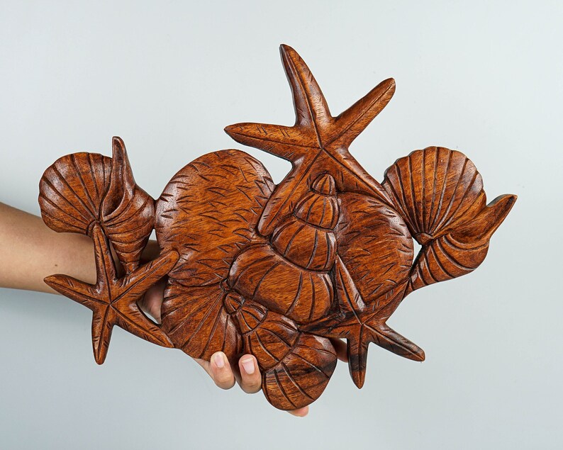 Seashell Wall Decor Wooden Seashell Wall Art Marine Life Etsy