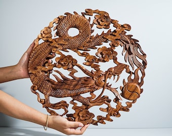 Wooden Dragon Statue, Wall Art, Sky, Chinese Dragon, Mystical Animal, Wood Carving, Room Decoration, Memorial Gift, Christmas Presents