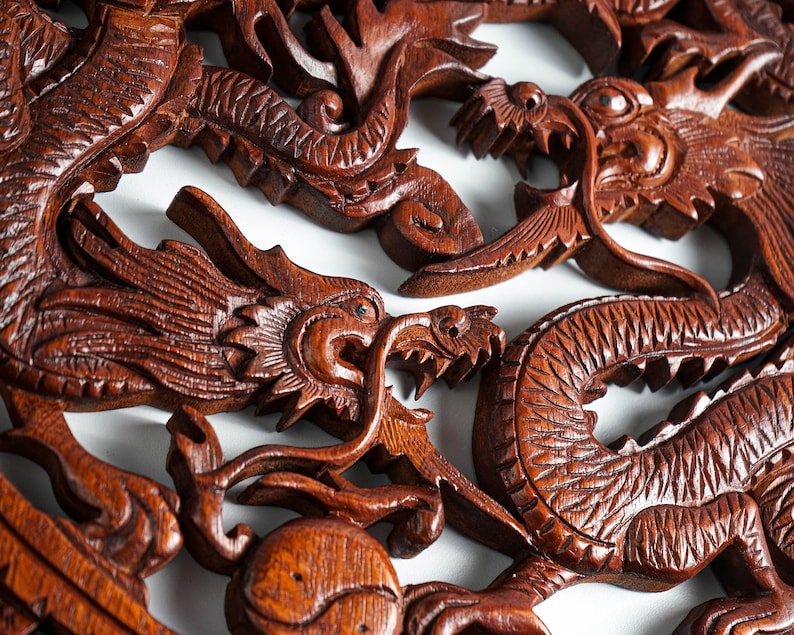 Chinese Dragon Wall Decor Dragon Wall Art Wood Carving Etsy