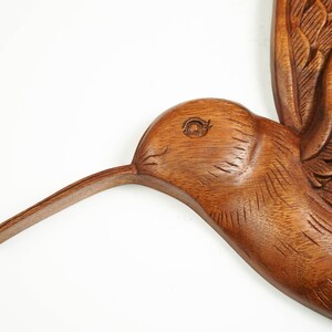 Hummingbird Wall Art, Wooden Bird Statue, Handmade Sculpture, Wood Carving, Decorative, Nursery Decor, Gift for Mom, Gift for friend image 3