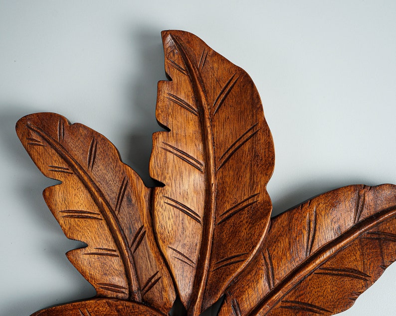 Leaves Wall Decor Wooden Leaf Wall Art Wood Carving Etsy