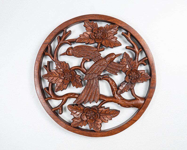 Wooden Bird Wall Art Wood Carving Animal Wall Decor Bird Etsy