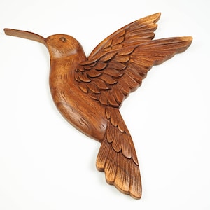 Hummingbird Wall Art, Wooden Bird Statue, Handmade Sculpture, Wood Carving, Decorative, Nursery Decor, Gift for Mom, Gift for friend image 7