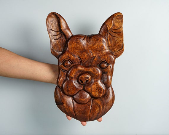 置き物木彫り人形　フレンチブル　最終値下げ 1個 ハンドメイド・手芸 置き物（木彫り人形 フレンチブル）