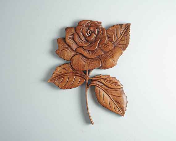 Wooden Rose, Rose Wall Decor, Wood Carving, Wooden Flower, Flower Decor, Rose Wall Hanging, Woman Gift, Livingroom Decor, Gift for Her