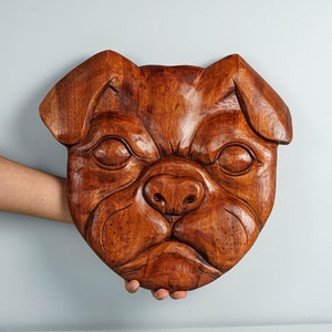 パグ、犬木製ベース彫像、限定版、ArtDog - Etsy 日本