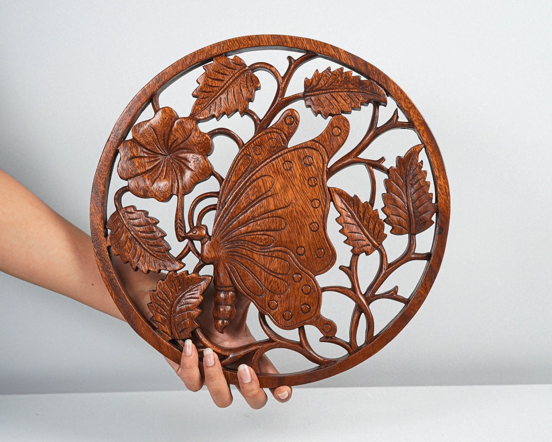 Flying Butterfly Wall Art Wooden Bird Statue Unique Etsy