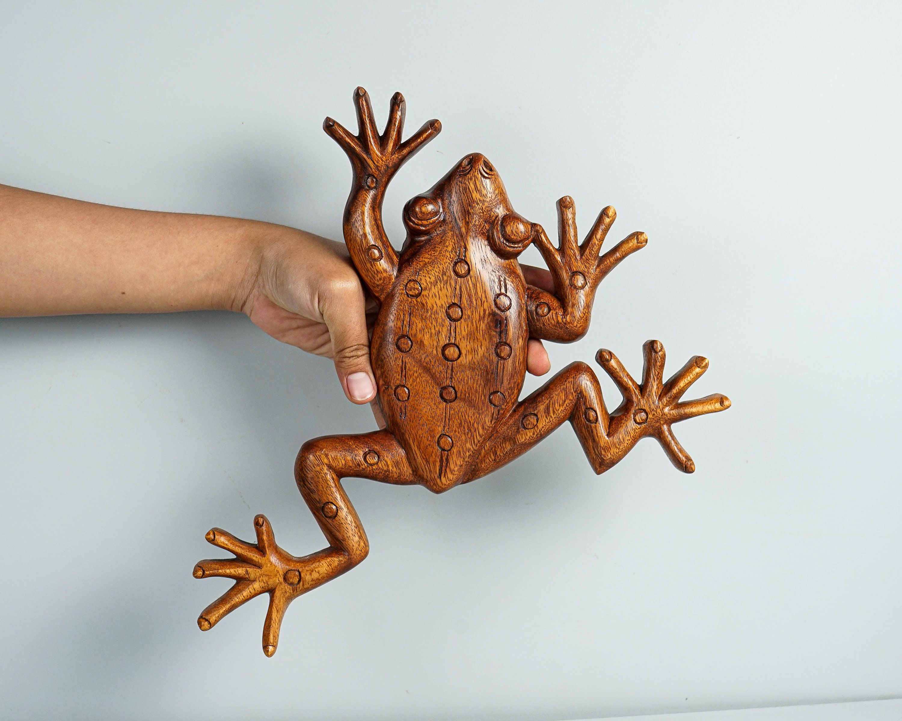 Frog Wall Statue Wooden Animal Wall Decor Wall Art Wood Etsy