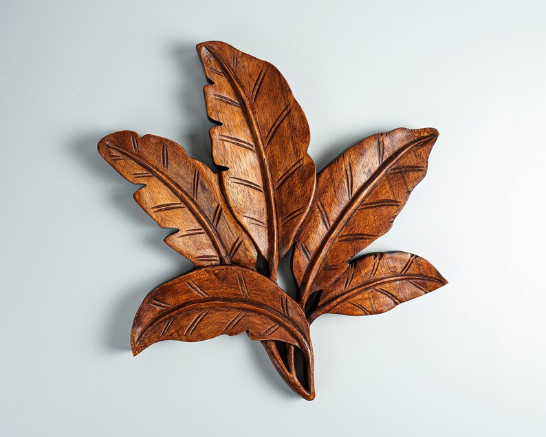 Leaves Wall Decor Wooden Leaf Wall Art Wood Carving Etsy