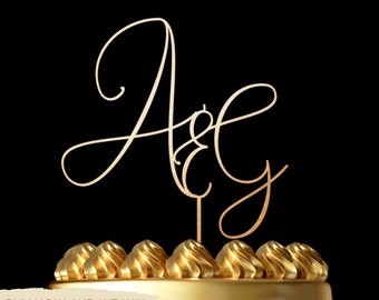 Letter wedding cake toppers Initial cake topper personalised wedding cake toppers wooden cake toppers gold cake topper Gold