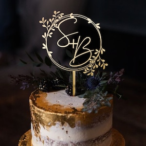 Couronne de gâteau pour mariage, gâteau initial pour décor de mariage rustique, gâteau personnalisé mariée et le marié