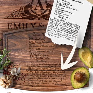 Recipe Cutting Board / Personalized Recipe Cutting Board / Engraved Handwritten Family recipe / Kitchen Decor / Christmas Grandma Gift