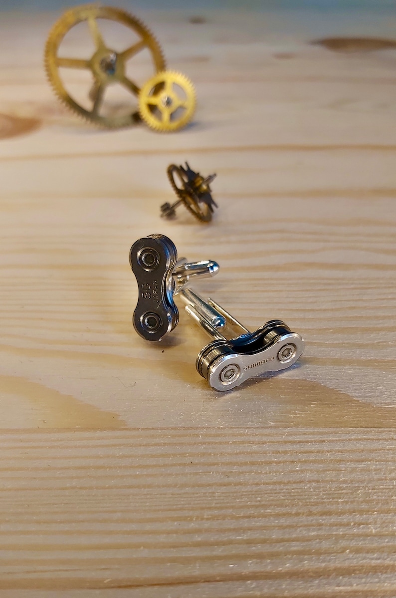 Cufflinks made from bicycle chains, cyclist gift, bicycle accessory, bicycle chain image 2