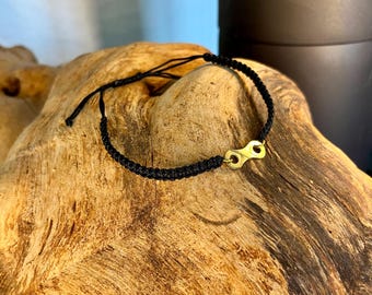 Pulseira preta com nó para bicicleta, fecho deslizante, acessório para bicicleta, corrente para bicicleta, presente para ciclista