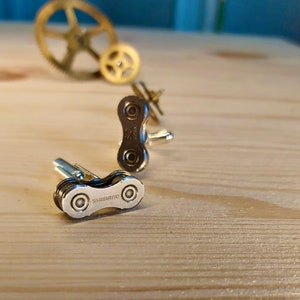 Cufflinks made from bicycle chains cyclist gift bicycle accessory bicycle chain