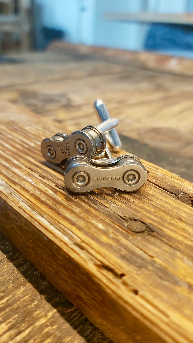 Cufflinks made from bicycle chains, cyclist gift, bicycle accessory, bicycle chain image 7